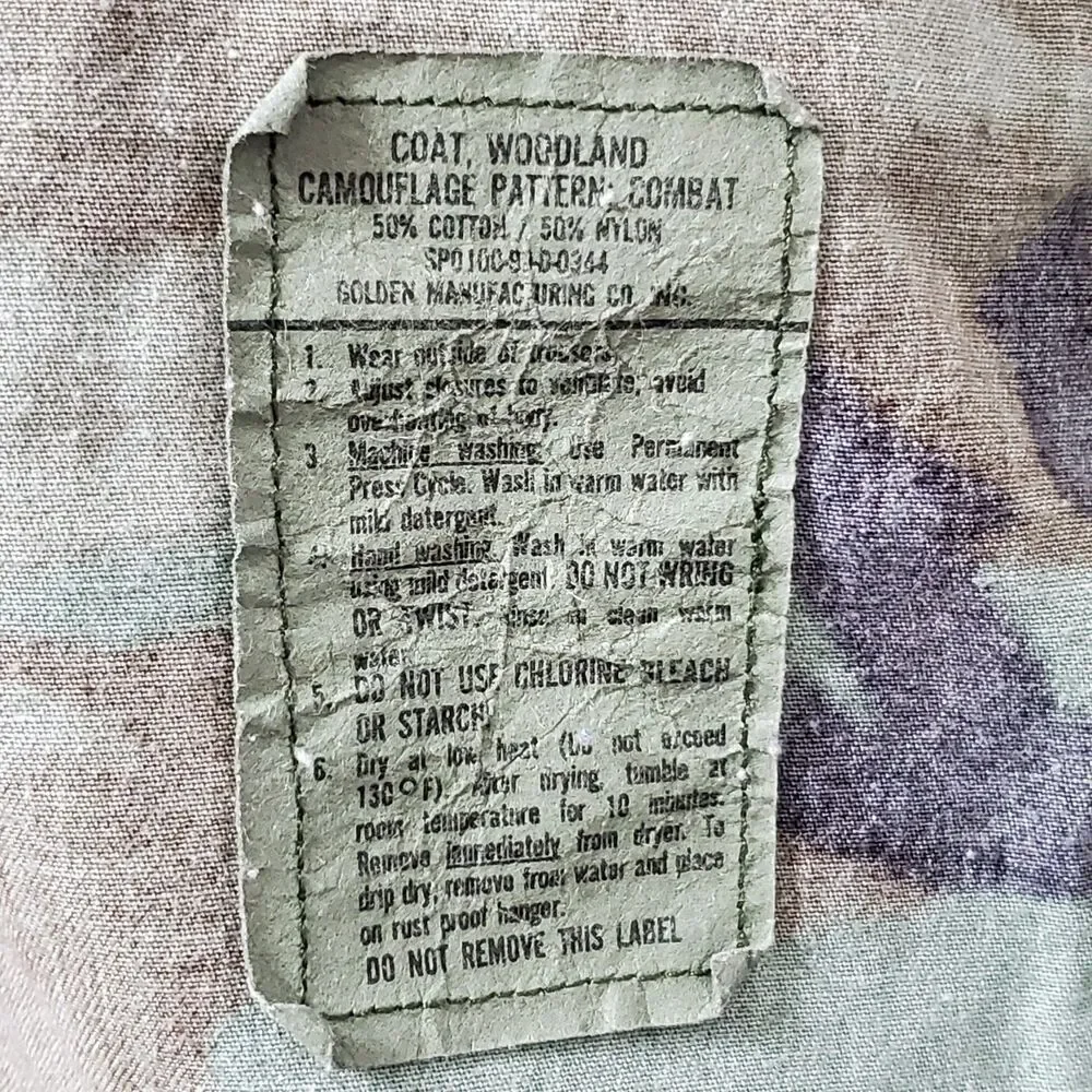 US Army Woodland Camouflage Combat Field Jacket Coat Medium Short '84 EUC
